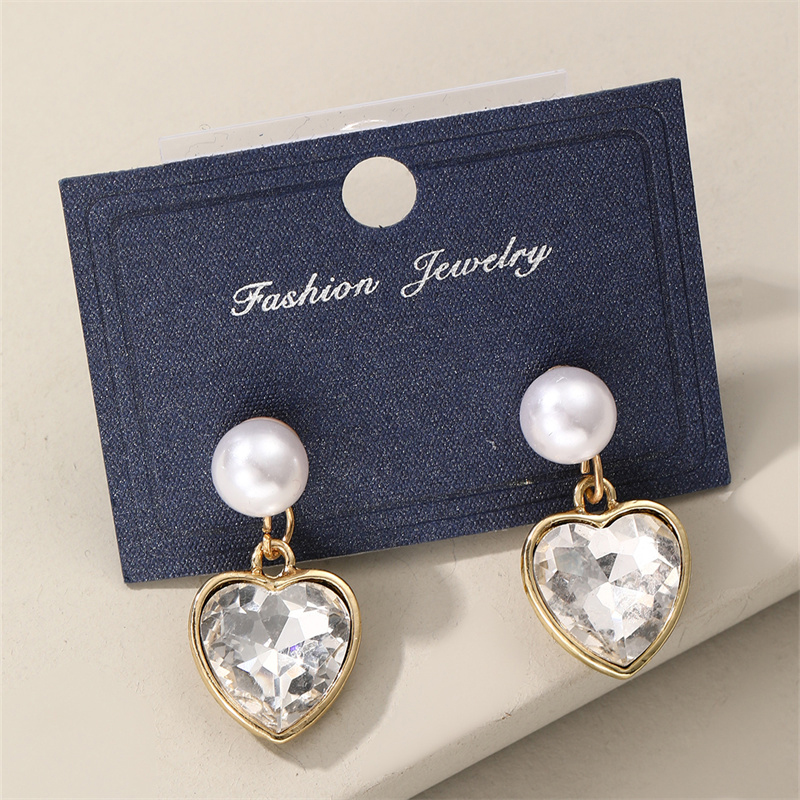 1 Pair Elegant Cute Star Heart Shape Inlay Alloy Rhinestones Drop Earrings display picture 27