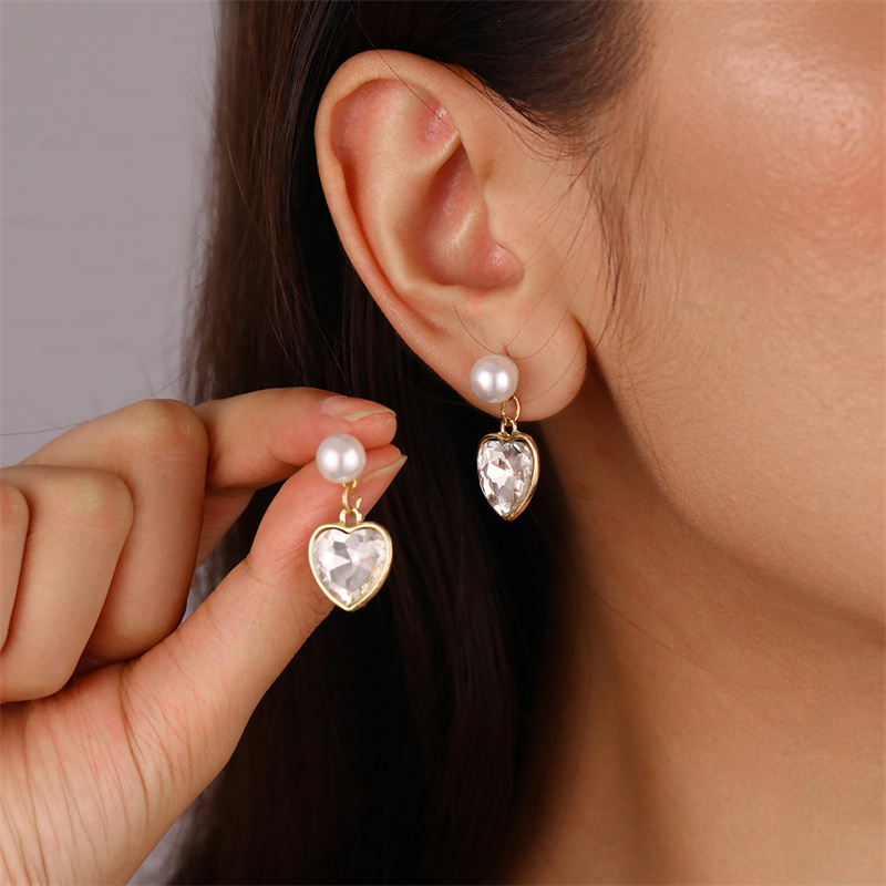 1 Pair Elegant Cute Star Heart Shape Inlay Alloy Rhinestones Drop Earrings display picture 25