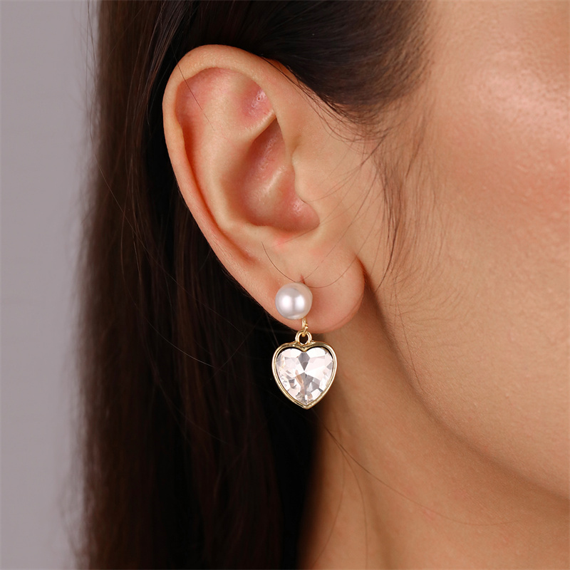 1 Pair Elegant Cute Star Heart Shape Inlay Alloy Rhinestones Drop Earrings display picture 26