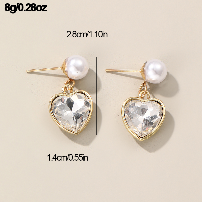 1 Pair Elegant Cute Star Heart Shape Inlay Alloy Rhinestones Drop Earrings display picture 30