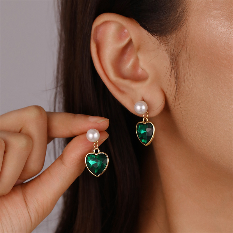 1 Pair Elegant Cute Star Heart Shape Inlay Alloy Rhinestones Drop Earrings display picture 31