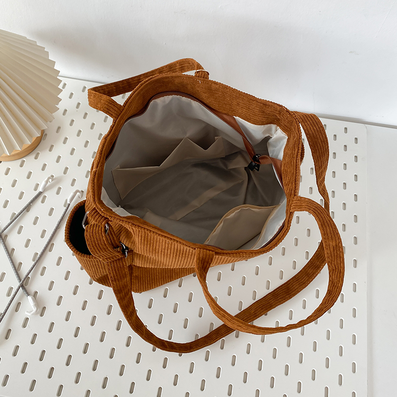 Unisex Corduroy Solid Color Elegant Vacation Sewing Thread Square Zipper Handbag display picture 10