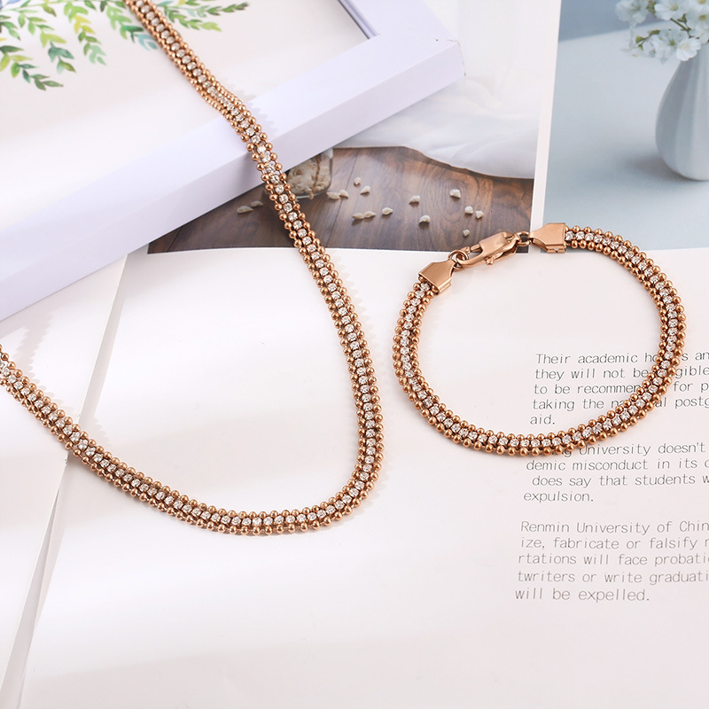 Stainless Steel 18K Gold Plated Classic Style Commute Plating Solid Color Bracelets Necklace display picture 2