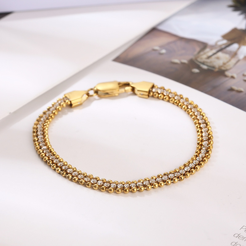 Stainless Steel 18K Gold Plated Classic Style Commute Plating Solid Color Bracelets Necklace display picture 4