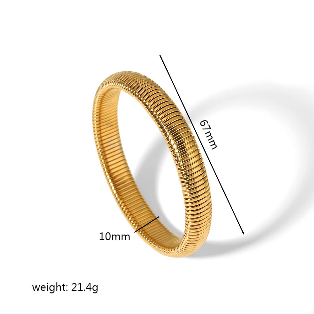 Retro Roman Style Circle Solid Color 304 Stainless Steel 18K Gold Plated Bangle In Bulk display picture 7