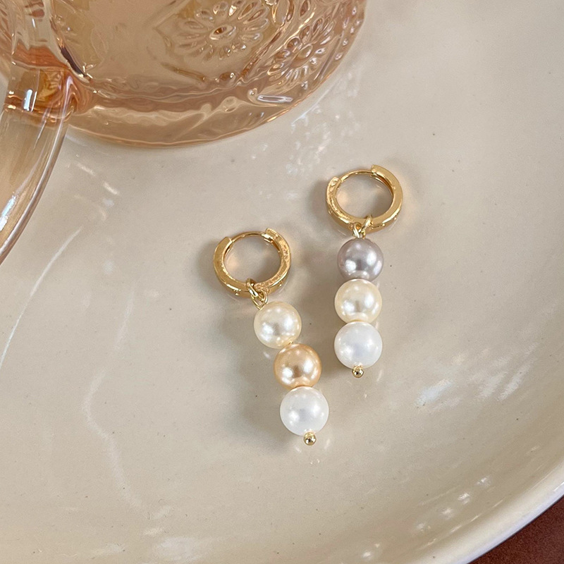 1 Pair Vintage Style Round Plating Shell Pearls Gold Plated Drop Earrings display picture 10