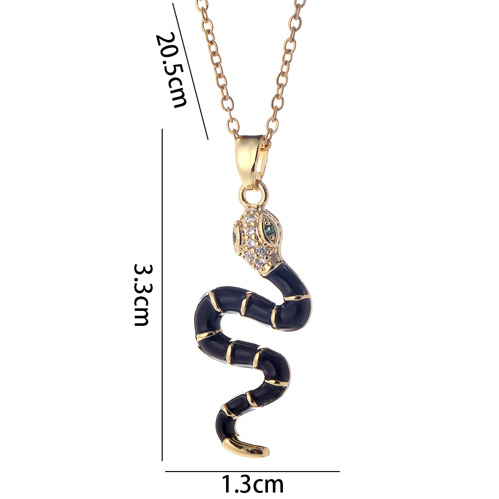 Vintage Style Snake Copper Plating Inlay Zircon Gold Plated Pendant Necklace display picture 1