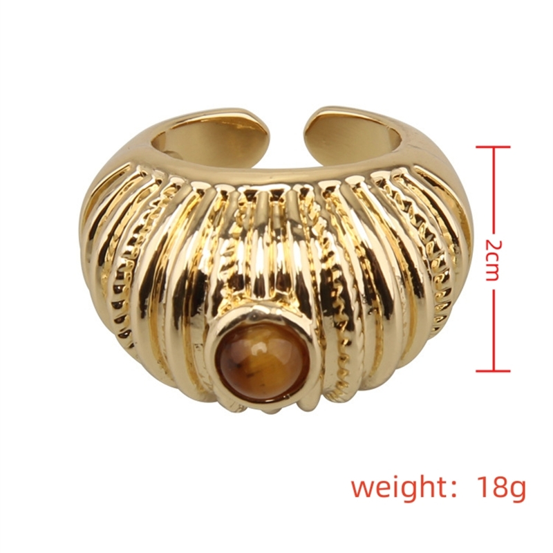 Vintage Style Color Block Gold Plated Natural Stone Alloy Wholesale Wide Band Rings display picture 16