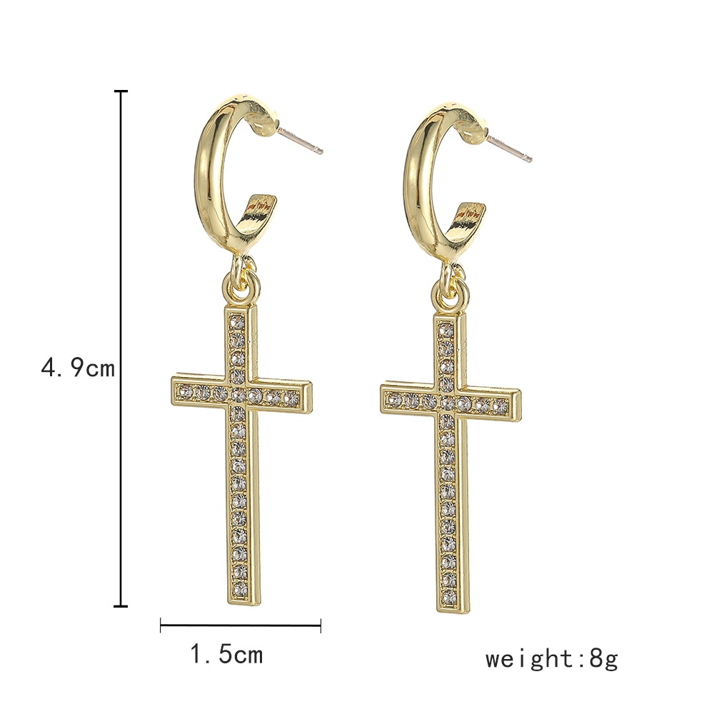 1 Pair Vintage Style Cross Solid Color Plating Alloy Drop Earrings display picture 1