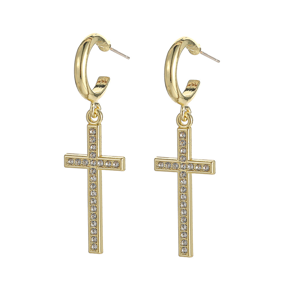 1 Pair Vintage Style Cross Solid Color Plating Alloy Drop Earrings display picture 5