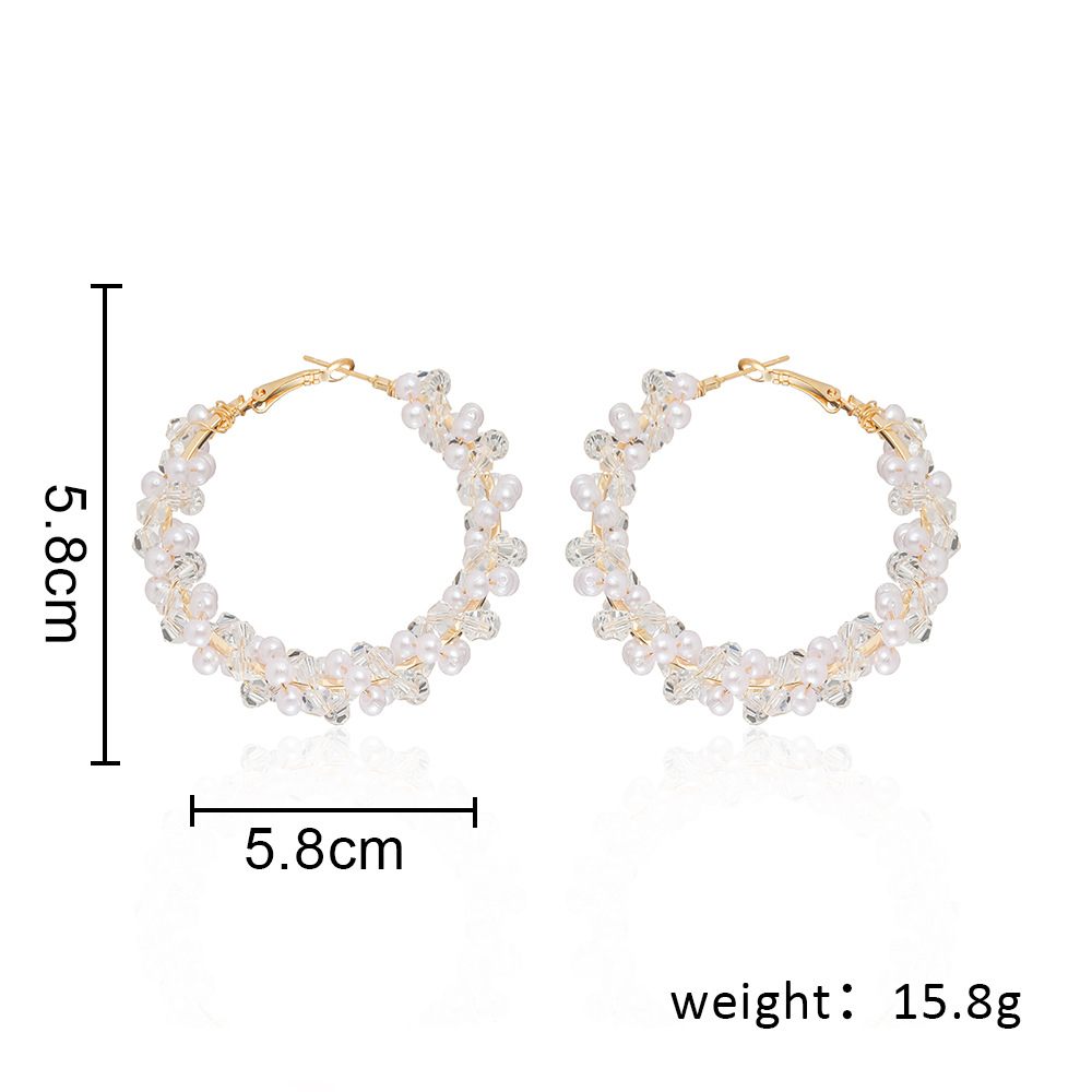 1 Paire Exagéré Cercle Cristal Artificiel Perle Artificielle Boucles D'oreilles Cerceau display picture 1