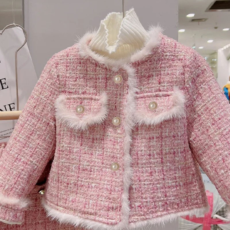 Süß Einfacher Stil Plaid Tasche Taste Baumwolle Mädchen Kleidung Sets display picture 3