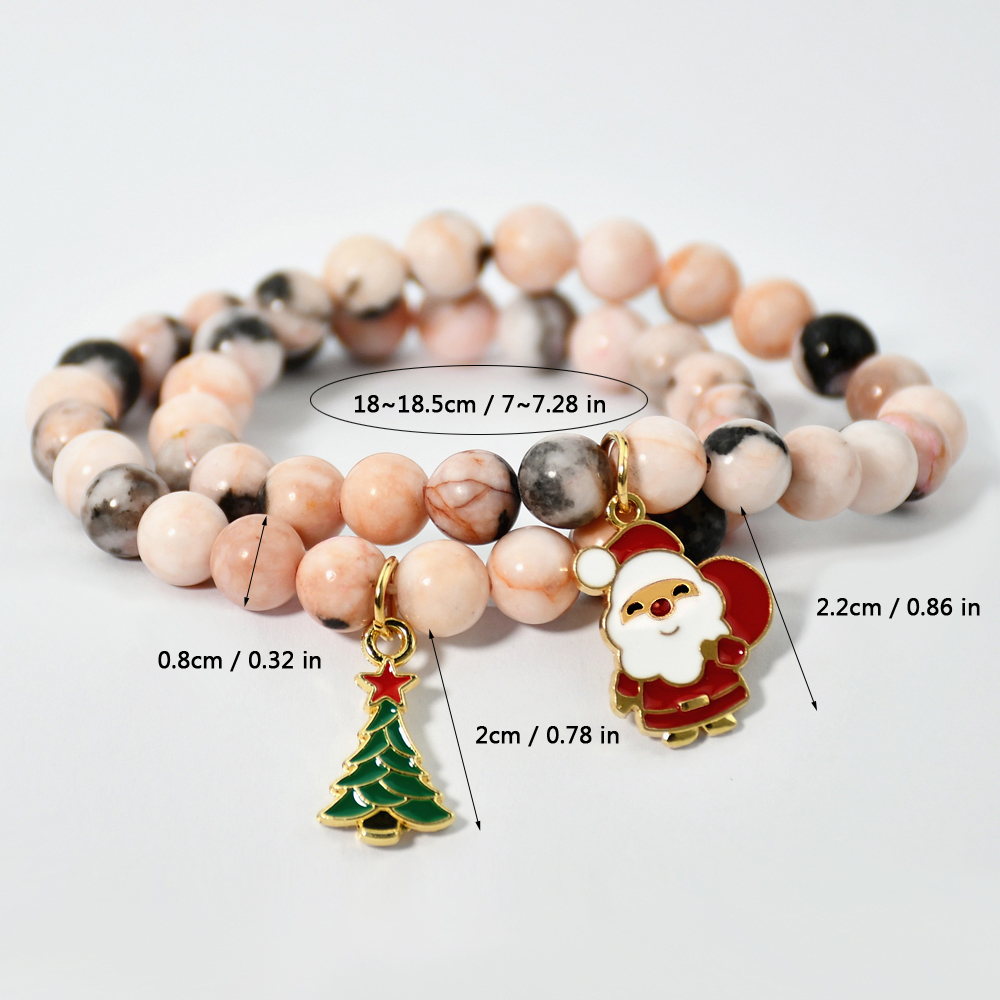 Cute Christmas Streetwear Christmas Tree Santa Claus Elk Natural Stone Bracelets In Bulk display picture 3