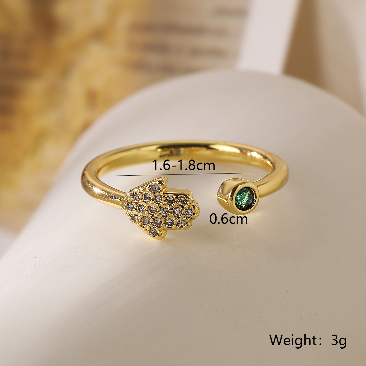 Einfacher Stil Wassertropfen Kupfer 18 Karat Vergoldet Zirkon Offener Ring In Masse display picture 4