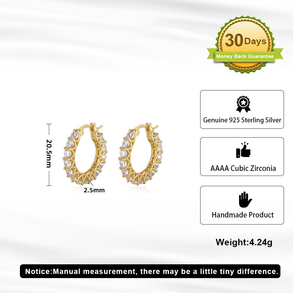 1 Pair Simple Style Solid Color Polishing Plating Inlay Sterling Silver Zircon 14k Gold Plated White Gold Plated Silver Plated Hoop Earrings display picture 6