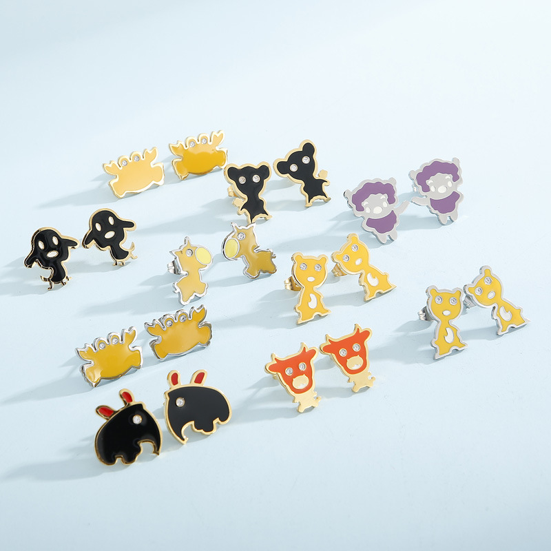 1 Pair Cute Basic Animal Plating Titanium Steel 18K Gold Plated Ear Studs display picture 2