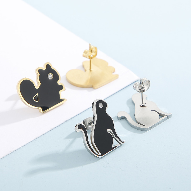 1 Pair Cute Basic Animal Plating Titanium Steel 18K Gold Plated Ear Studs display picture 3