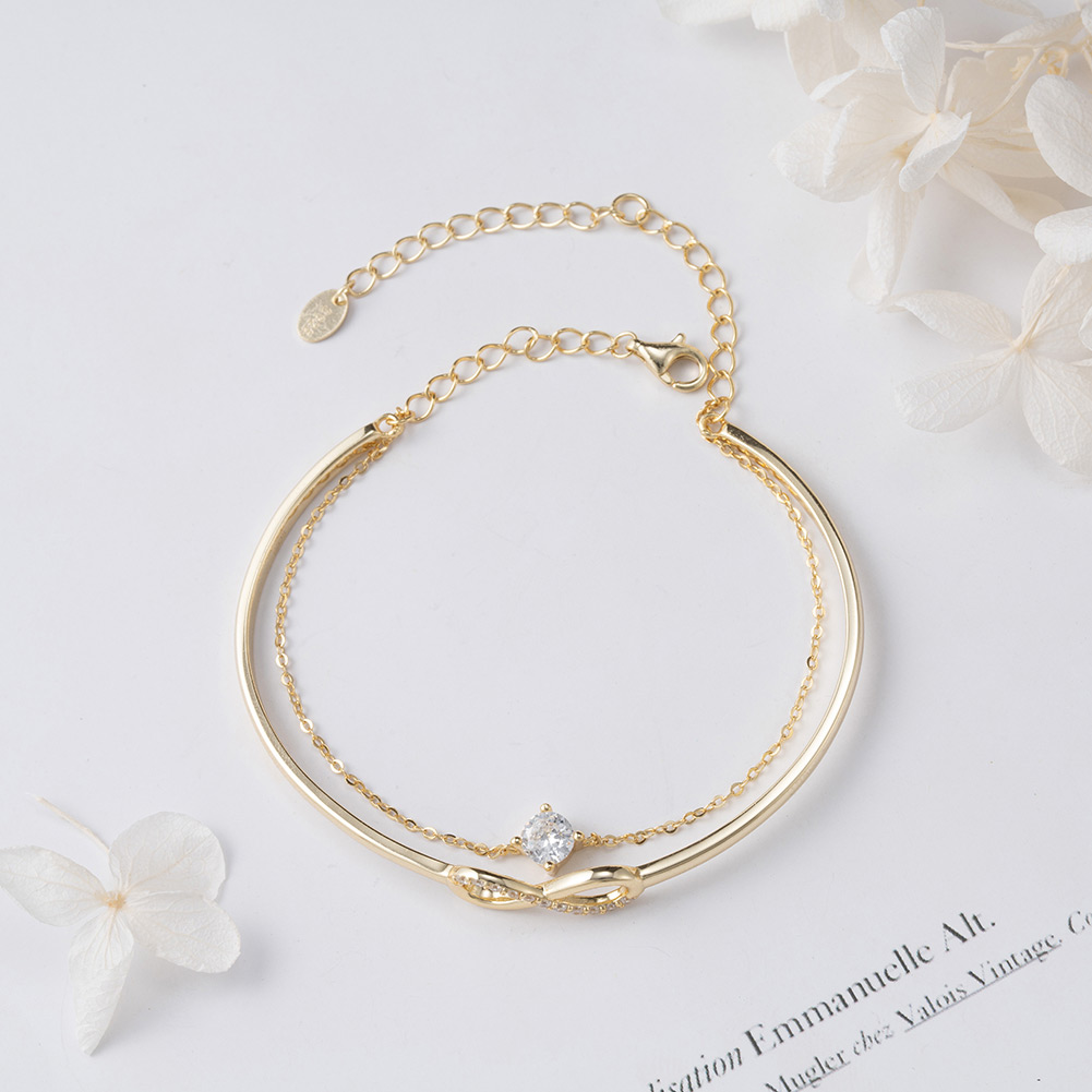 Modern Style Simple Style Infinity Solid Color Sterling Silver Plating 14k Gold Plated White Gold Plated Silver Plated Bracelets display picture 3