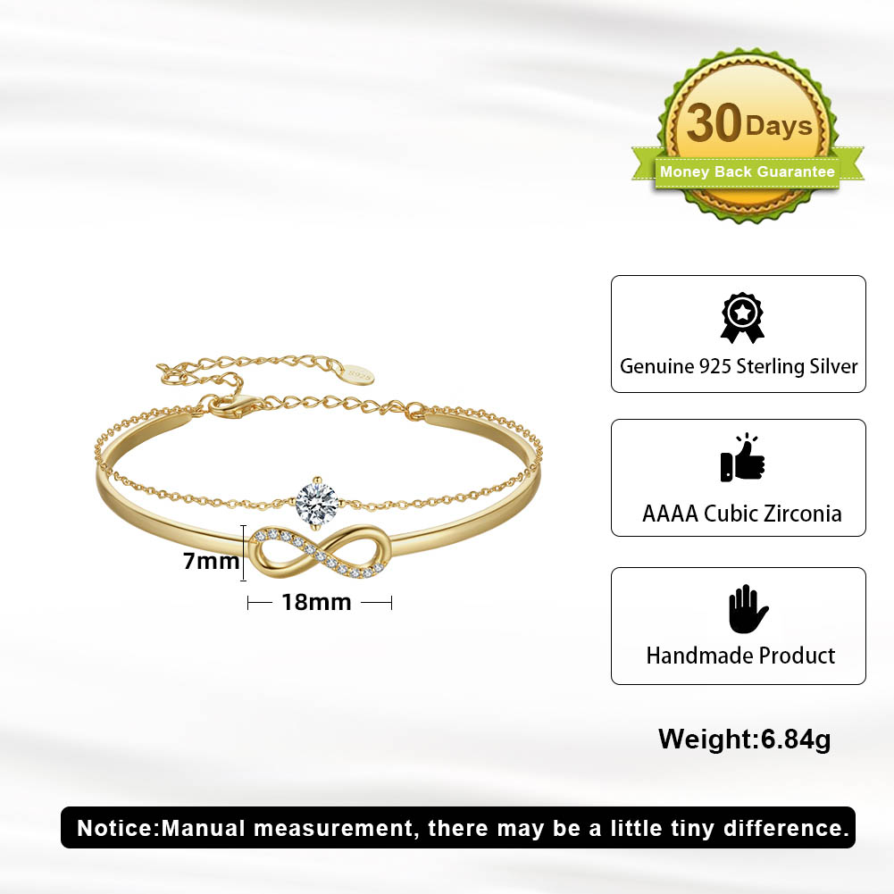 Modern Style Simple Style Infinity Solid Color Sterling Silver Plating 14k Gold Plated White Gold Plated Silver Plated Bracelets display picture 1
