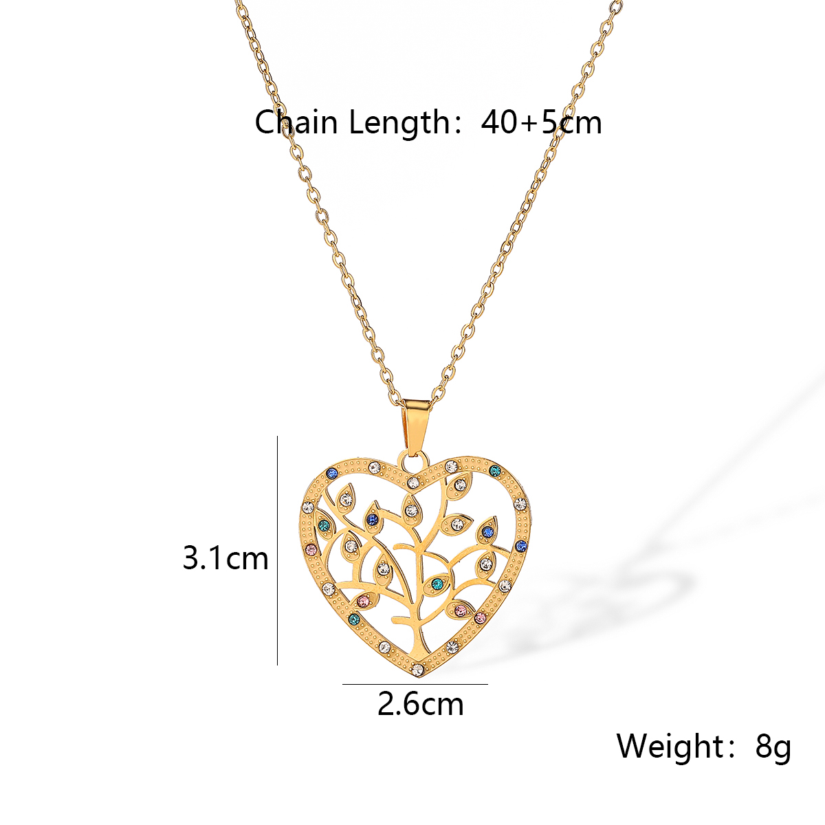 Acero Titanio Chapados en oro de 18k Estilo Simple Enchapado Embutido Forma De Corazón Circón Collar Colgante display picture 1