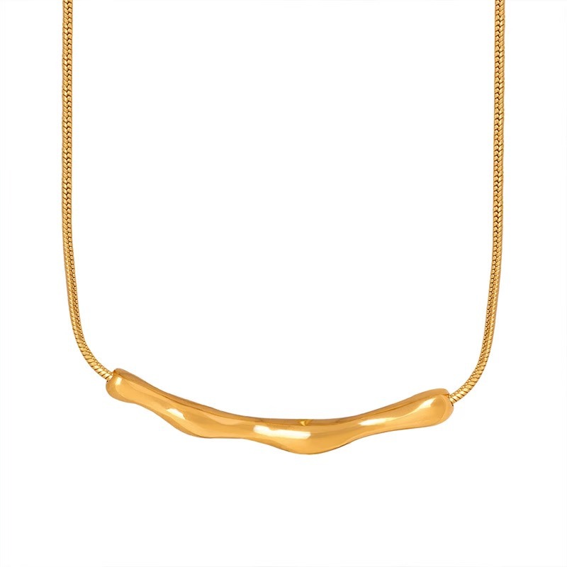 Einfacher Stil Pendeln Einfarbig Rostfreier Stahl Überzug 18 Karat Vergoldet Halskette display picture 4