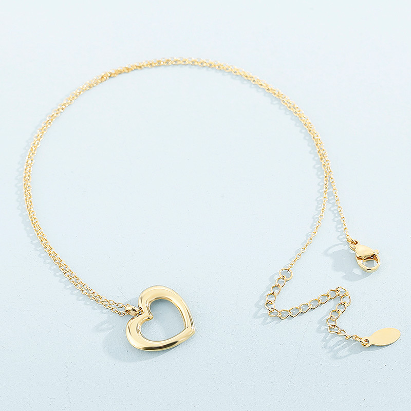 Stainless Steel Titanium Steel 18K Gold Plated Basic Plating Heart Shape Jewelry Set display picture 5