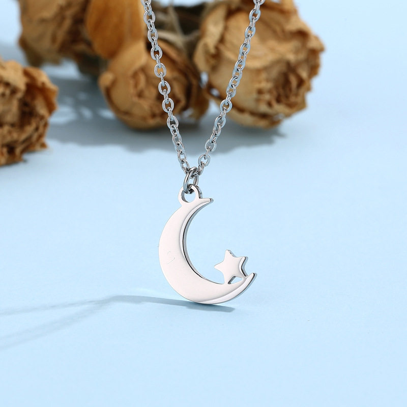 Basic Moon Stainless Steel Titanium Steel Plating Jewelry Set display picture 2