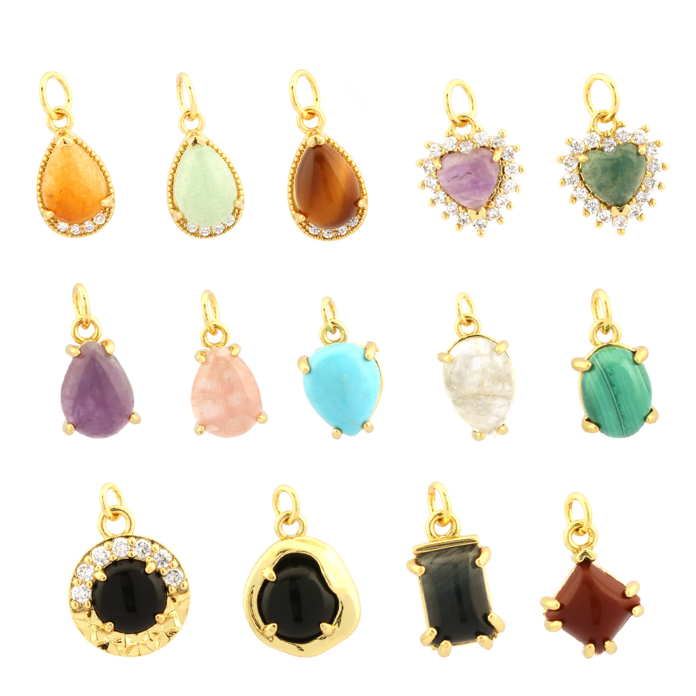 Simple Style Oval Water Droplets Heart Shape Stone Copper Plating Inlay Zircon 18k Gold Plated Charms display picture 4