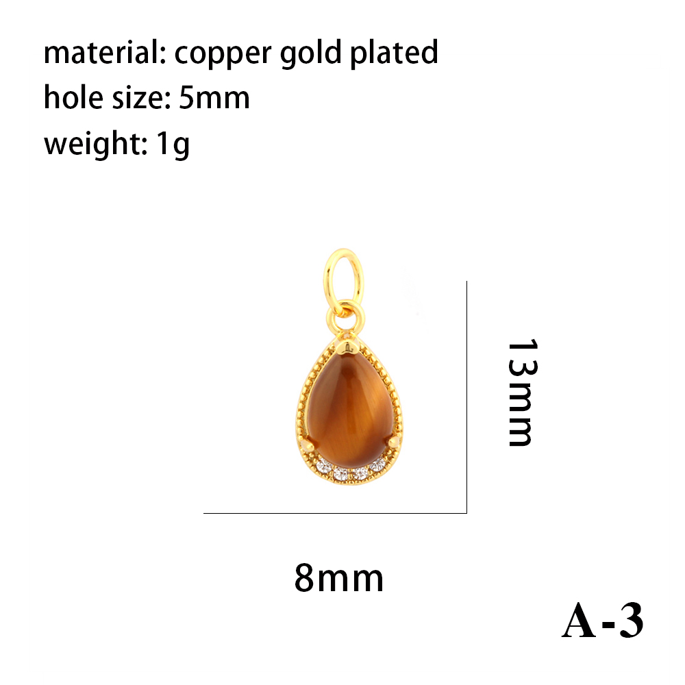 Simple Style Oval Water Droplets Heart Shape Stone Copper Plating Inlay Zircon 18k Gold Plated Charms display picture 7