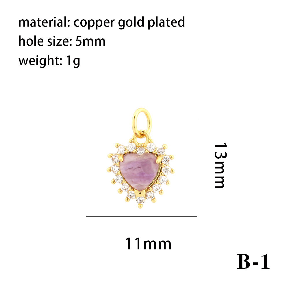 Simple Style Oval Water Droplets Heart Shape Stone Copper Plating Inlay Zircon 18k Gold Plated Charms display picture 9