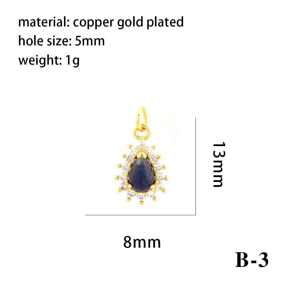Simple Style Oval Water Droplets Heart Shape Stone Copper Plating Inlay Zircon 18k Gold Plated Charms display picture 11