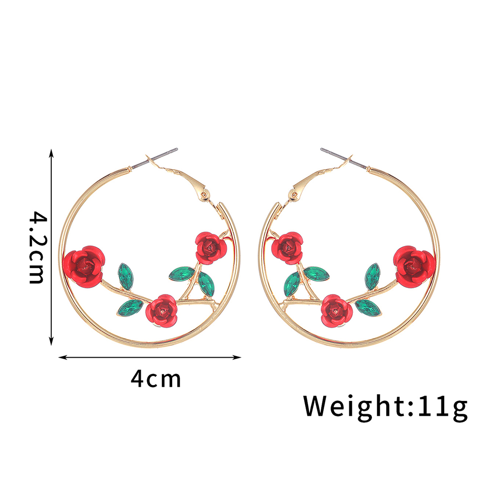 1 Paire Sucré Fleur Placage Alliage De Zinc Plaqué Or 18k Boucles D'oreilles Cerceau display picture 4