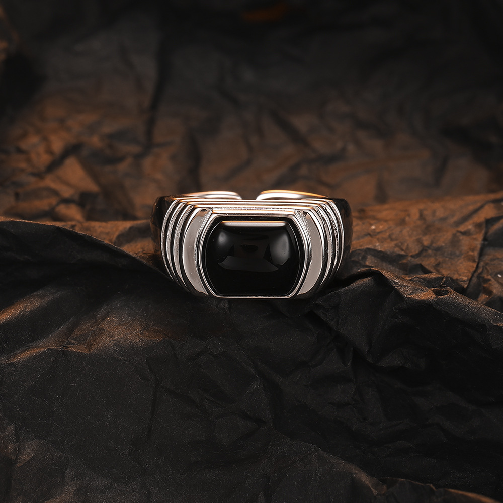 Simple Style Commute Square Sterling Silver Plating Inlay Agate 24k Gold Plated White Gold Plated Women's Rings display picture 2