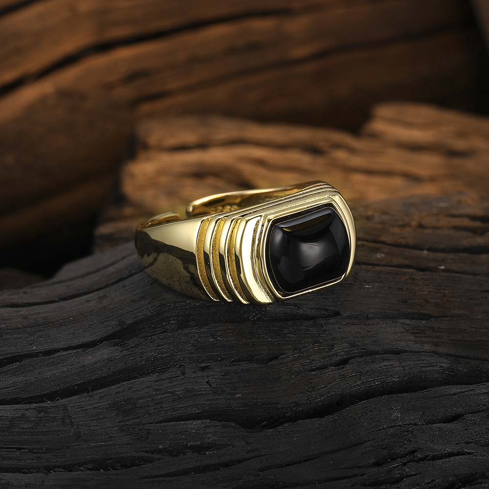 Simple Style Commute Square Sterling Silver Plating Inlay Agate 24k Gold Plated White Gold Plated Women's Rings display picture 3