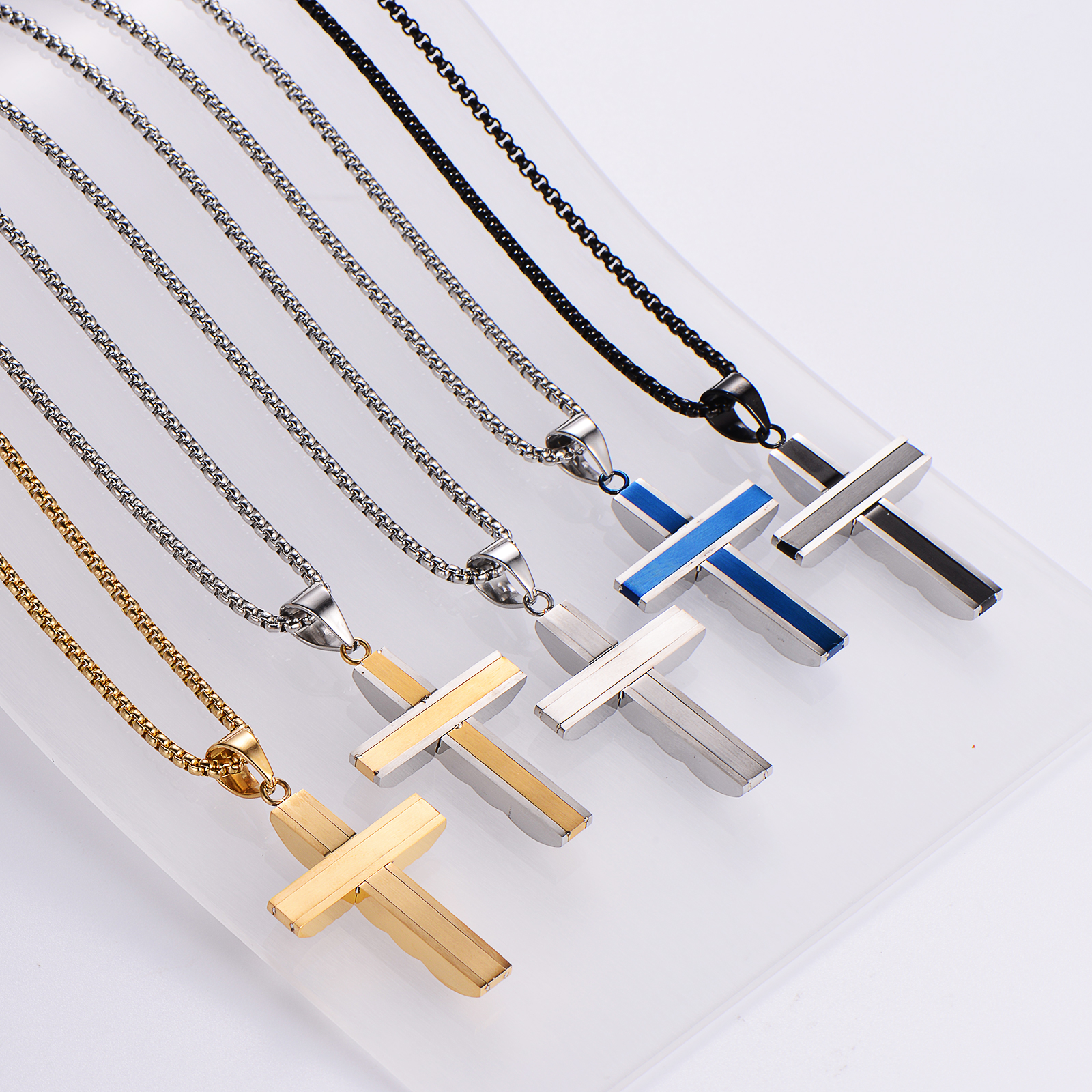 Wholesale Hip-hop Cross Stainless Steel Pendant Necklace display picture 3