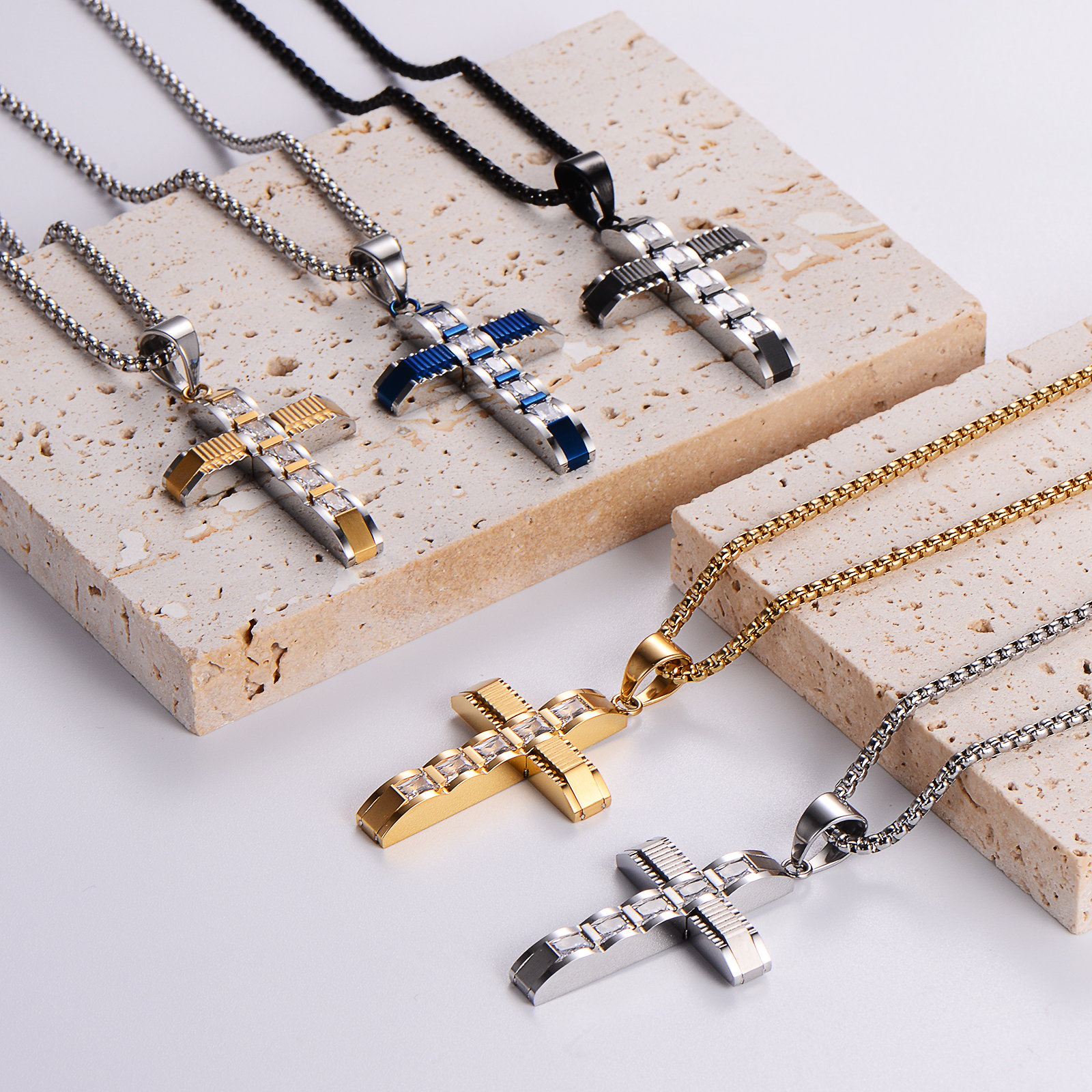 Wholesale Hip-hop Cross Stainless Steel Pendant Necklace display picture 1