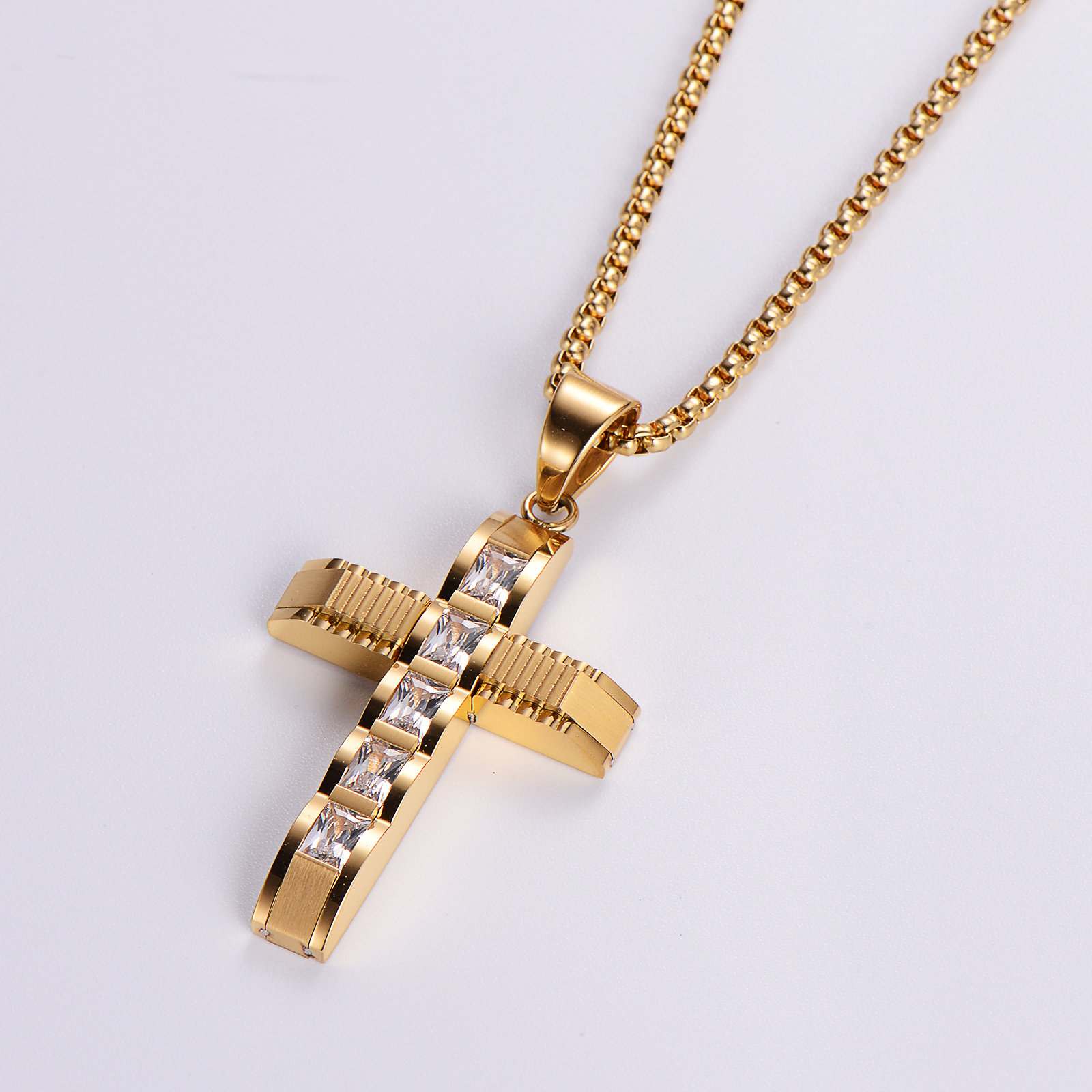 Wholesale Hip-hop Cross Stainless Steel Pendant Necklace display picture 6