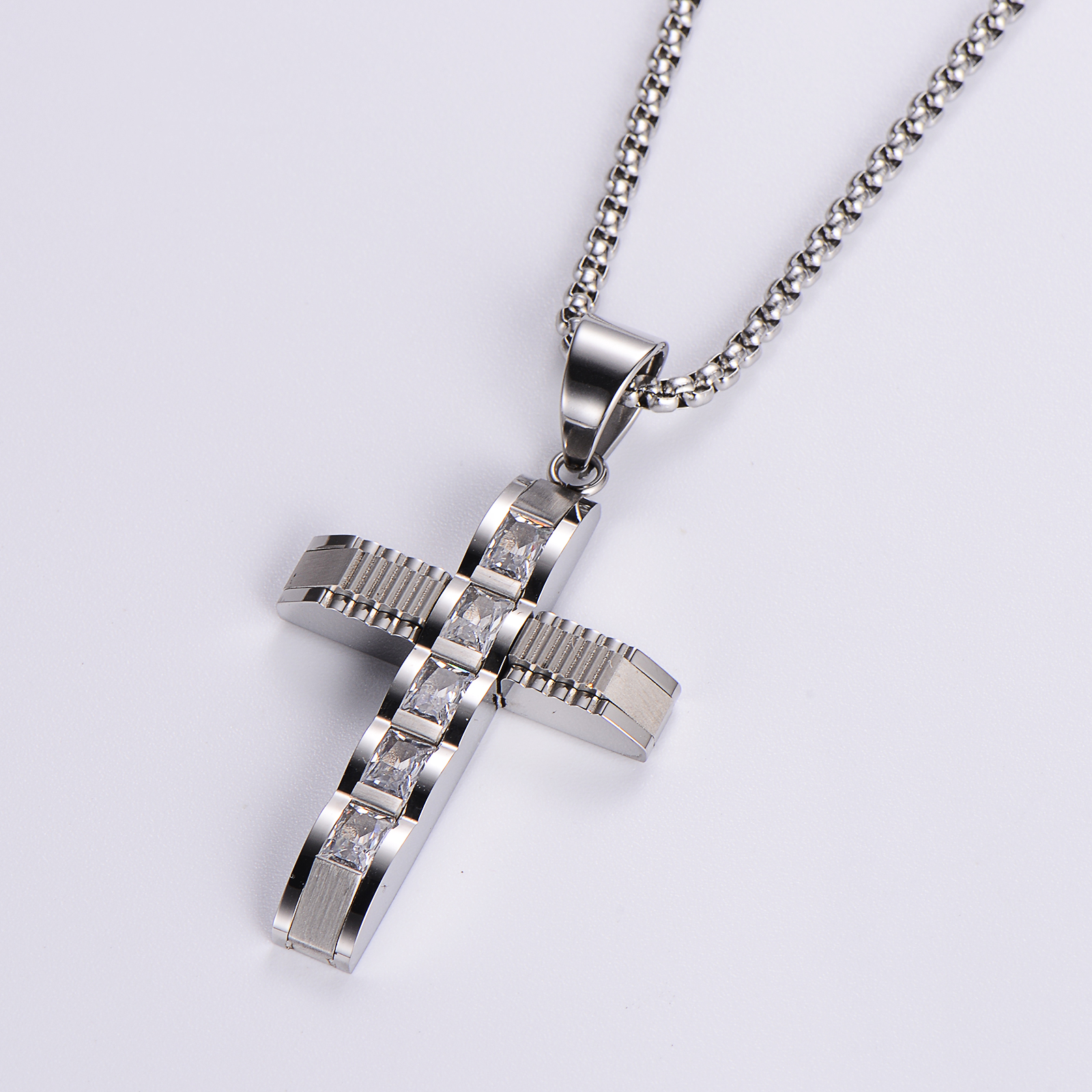 Wholesale Hip-hop Cross Stainless Steel Pendant Necklace display picture 8