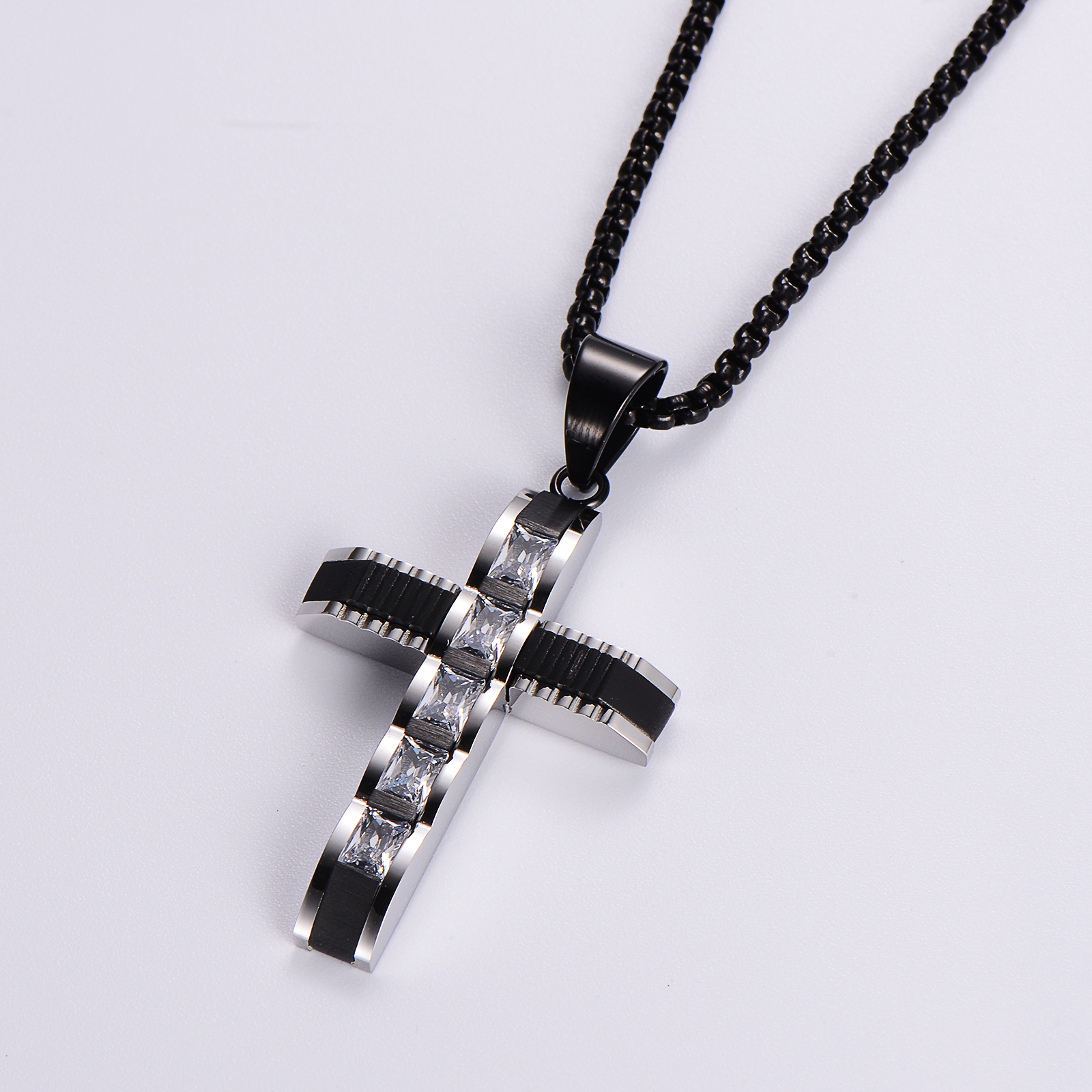Wholesale Hip-hop Cross Stainless Steel Pendant Necklace display picture 7