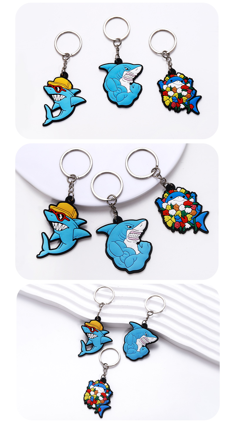 Cute Simple Style Shark Pvc Epoxy Keychain display picture 4