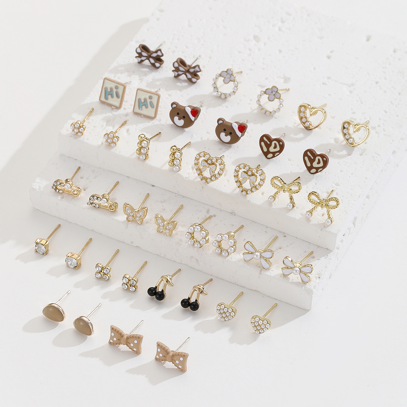1 Set Simple Style Cherry Bow Knot Alloy Ear Studs display picture 5