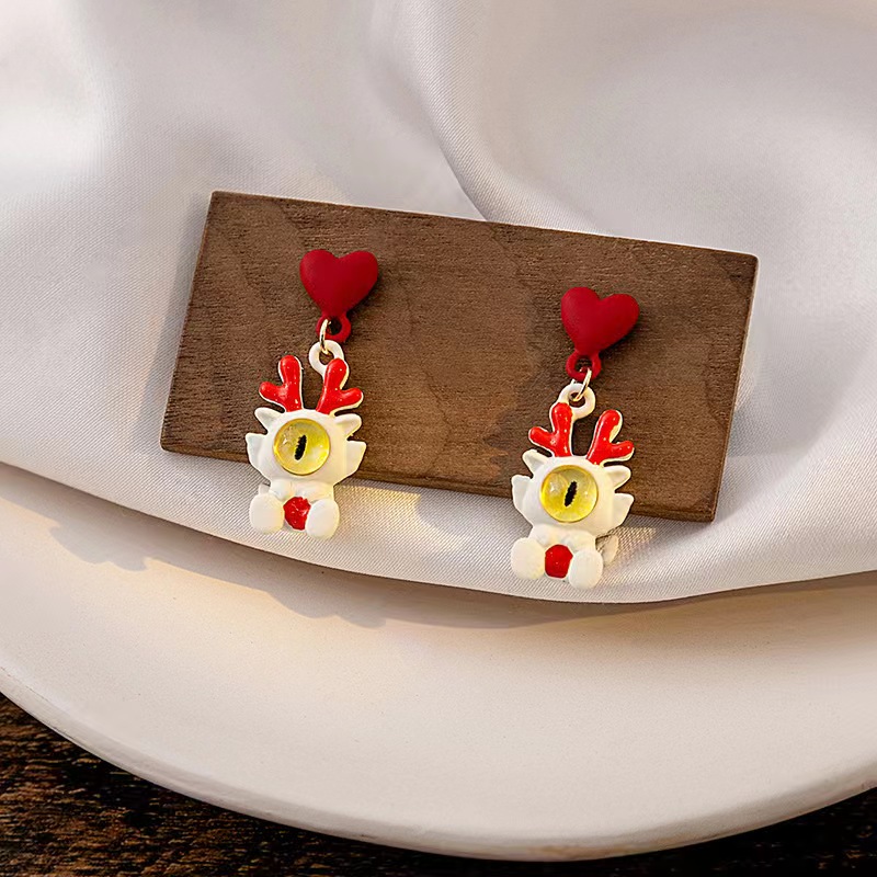 1 Pair Simple Style Cartoon Antlers Opal Drop Earrings display picture 3