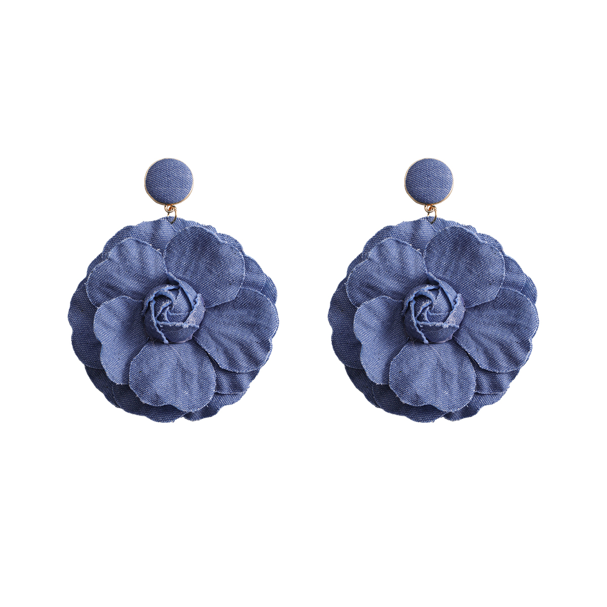 1 Piece Casual Nordic Style Flower Cloth Silver Plated Drop Earrings display picture 7