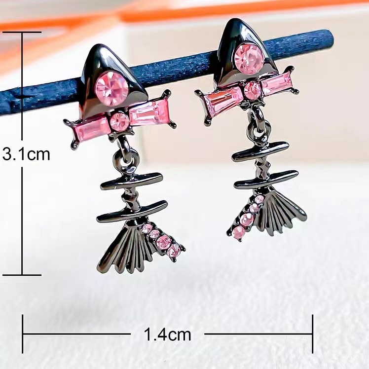 1 Pair Simple Style Classic Style Fish Bone Inlay Alloy Zircon Ear Studs display picture 7