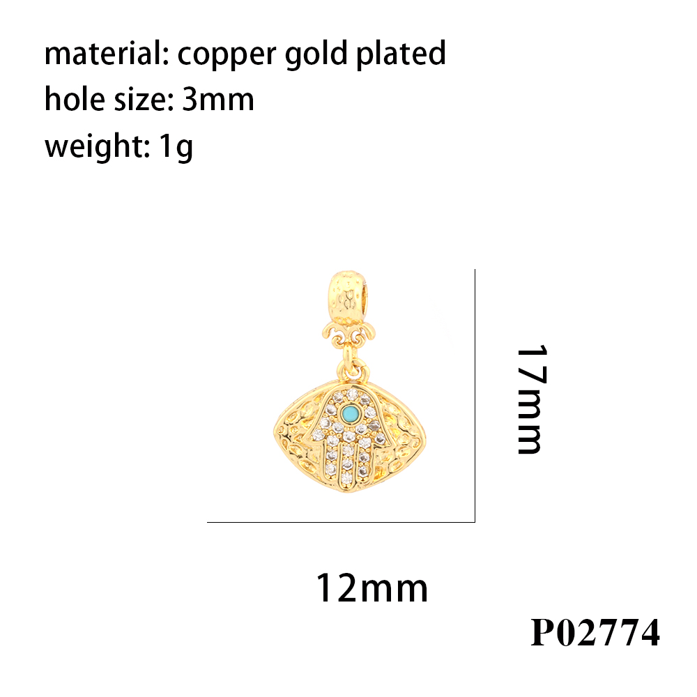 Simple Style Heart Shape Eye Butterfly Copper Enamel Plating Inlay Zircon 18k Gold Plated Charms display picture 7