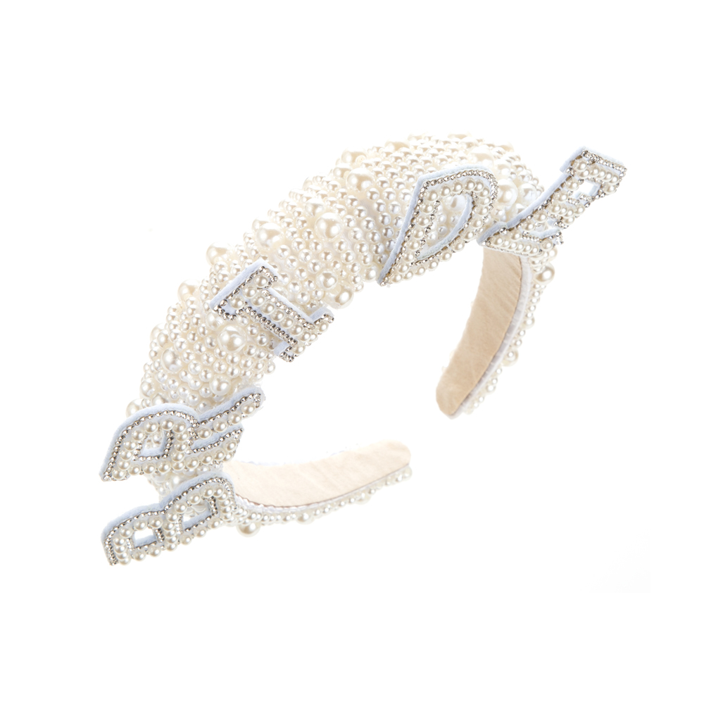 Einfacher Stil Brief Perle Tuch Inlay Perle Haarband display picture 6