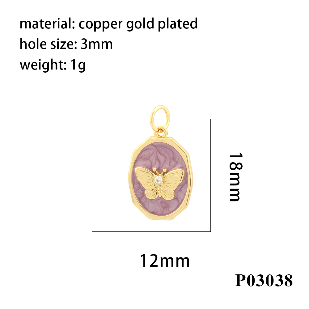 Simple Style Heart Shape Eye Butterfly Copper Enamel Plating Inlay Zircon 18k Gold Plated Charms display picture 11