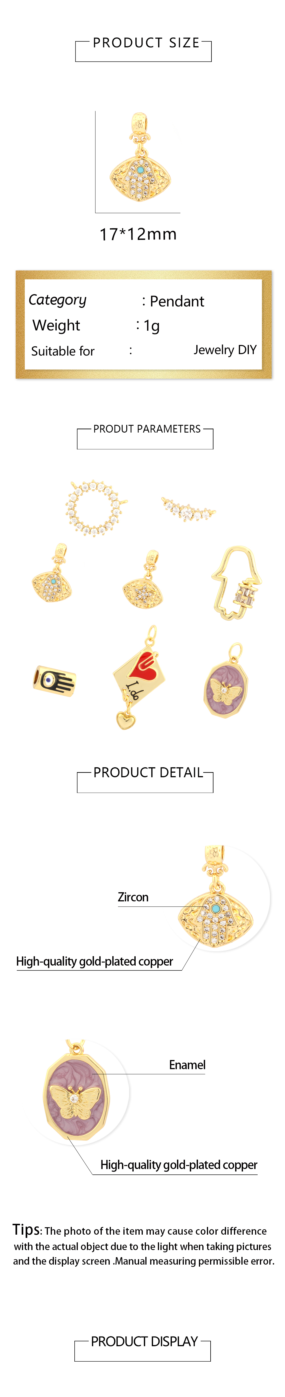 Simple Style Heart Shape Eye Butterfly Copper Enamel Plating Inlay Zircon 18k Gold Plated Charms display picture 1