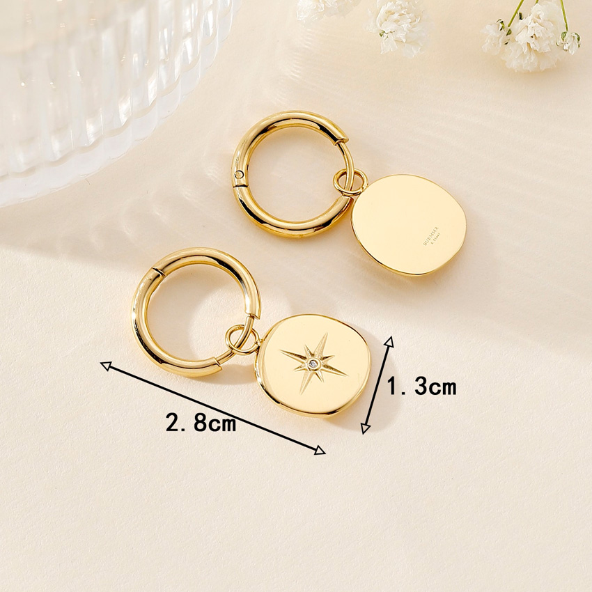 1 Pair Retro Star Plating 304 Stainless Steel 14K Gold Plated Drop Earrings display picture 7