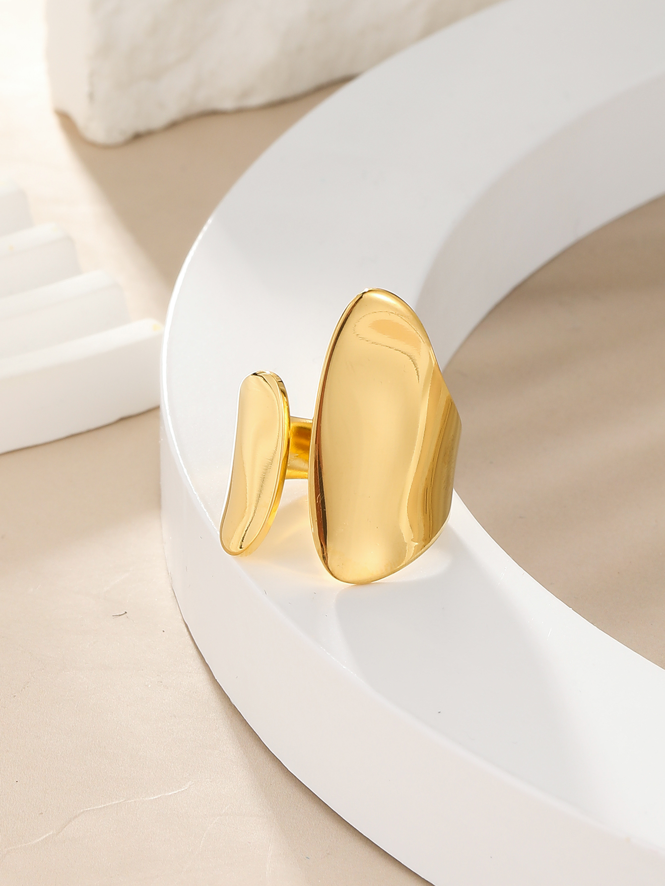 Edelstahl 304 14 Karat Vergoldet Einfacher Stil Pendeln Überzug Geometrisch Offener Ring display picture 1